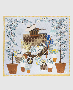 Fendi Голубой платок из шелка Gardening FXT091B01T