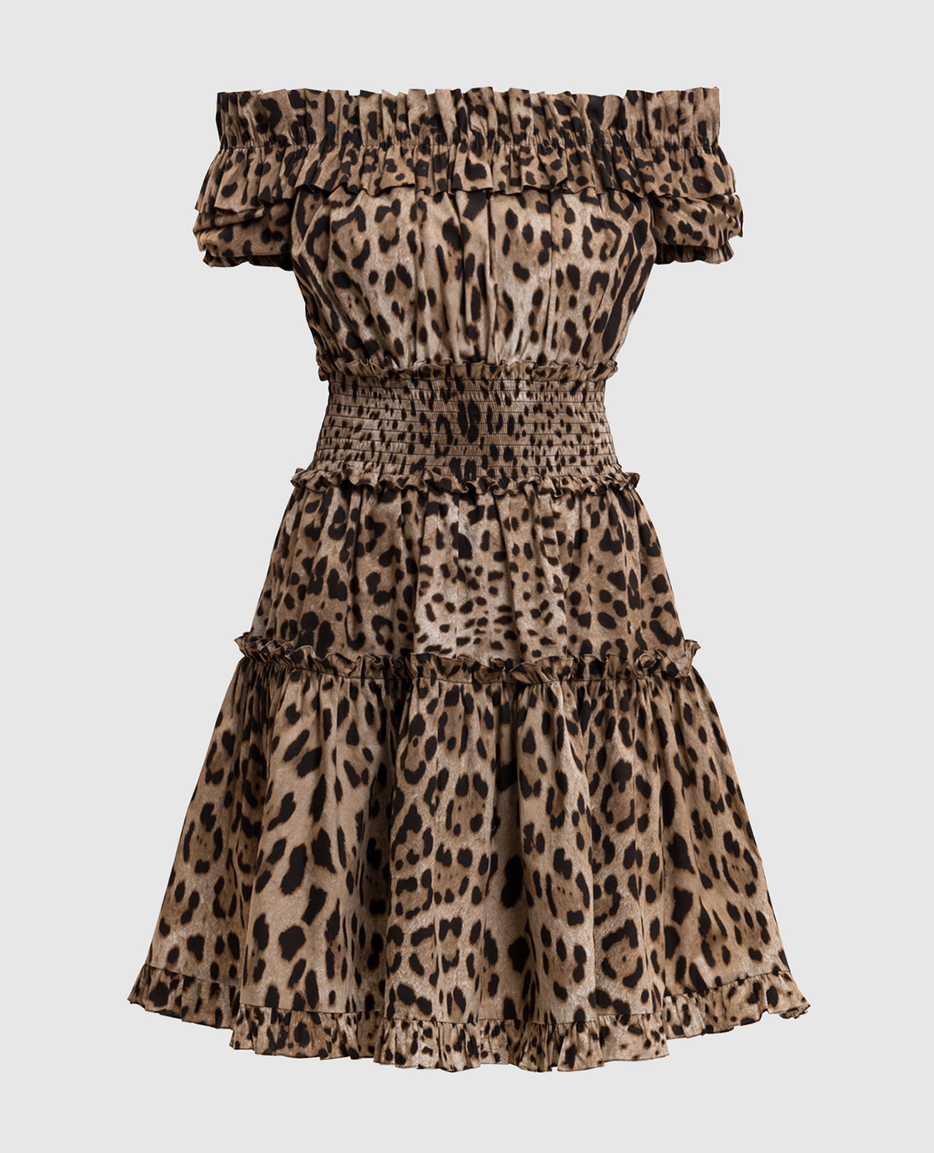 

Коричневое платье в анималистичный принт, Бежевый, Повседневные платья