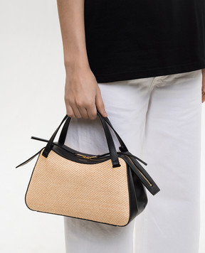 Jil Sander Бежевая плетеная сумка-трапеция J07WG0109P8933