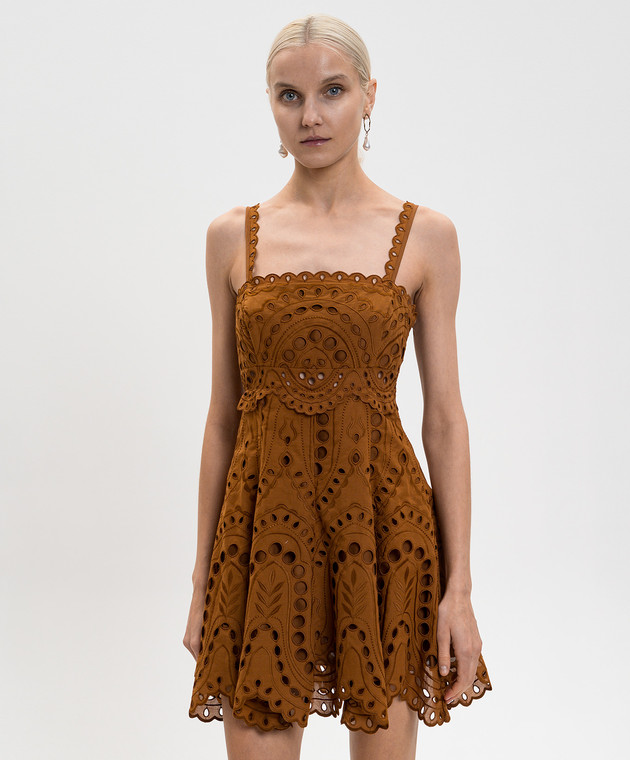 Charo Ruiz Коричневое платье мини Zeph 263603 изображение 3
