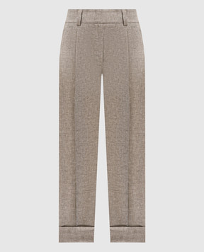 Peserico Коричневые брюки из льна с отворотами P04316V02598