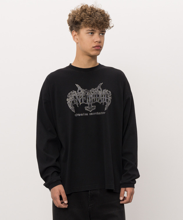 Vetements Черный лонгслив с принтом логотипа MH27LS202B изображение 3