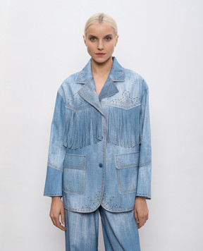 Ermanno Scervino Блакитна куртка з перфорацією та бахромою D487I312REMY