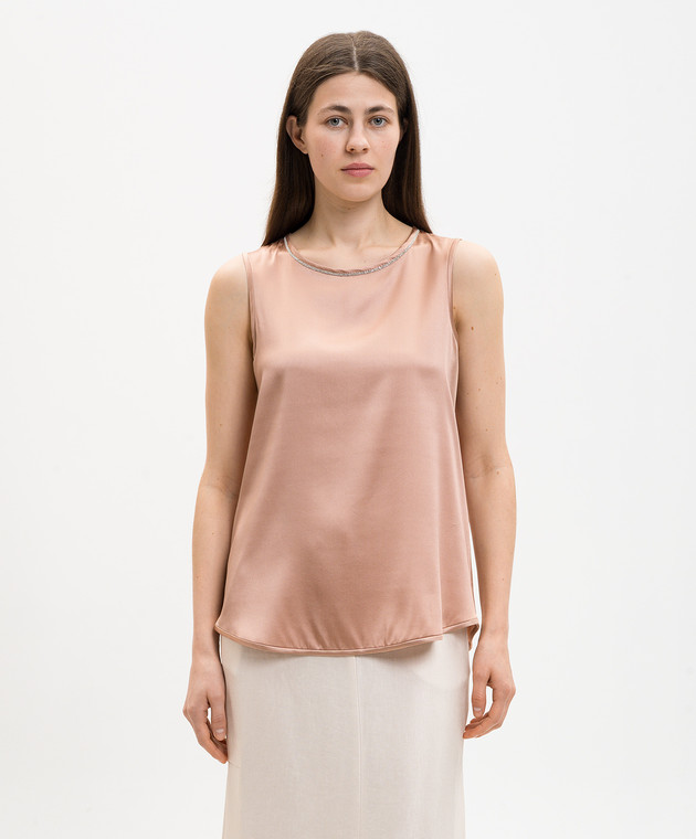 Peserico Рожевий топ із шовку з ланцюжком моніль E08893D02372 зображення 3