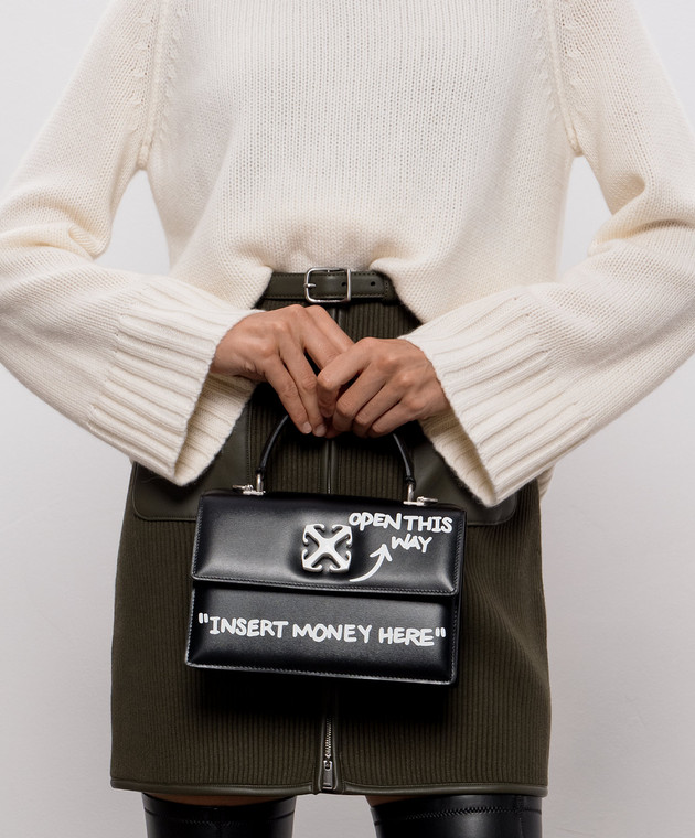 Off-White Черная кожаная сумка Jitney 1.4 OWWNP02F26LT01 изображение 2