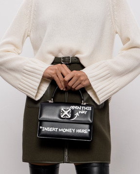 Off-White Черная кожаная сумка Jitney 1.4 OWWNP02F26LT01