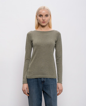 Brunello Cucinelli Джемпер кольору хакі з кашеміром та шовком з люрексом M41800008