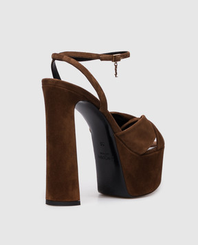 Saint Laurent Коричневі замшеві босоніжки FRANCIANE 86973027D00