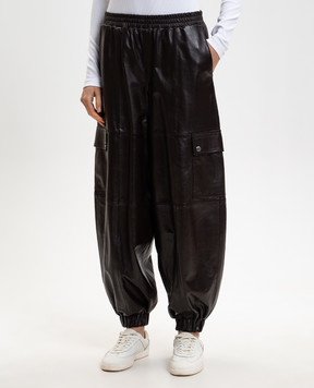 Max & Co Коричневі шкіряні штани джогери-карго MCOCANTORE