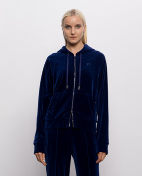Tom Ford Синяя велюровая спортивная куртка FLJ072JEX154