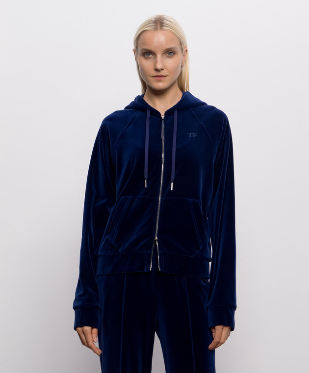 Tom Ford Синяя велюровая спортивная куртка FLJ072JEX154 изображение 3