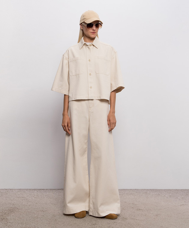 Max Mara Weekend Джинсовые палаццо CANNETI цвета айвори с патчем логотипа WKDCANNETI изображение 2