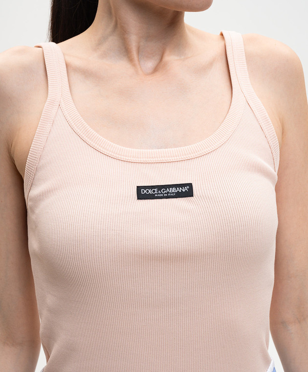 Dolce&Gabbana Рожева майка в рубчик F8W45TFU7AV зображення 5
