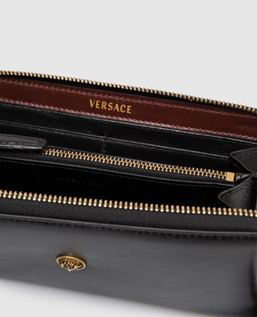 Versace Черный кожаный кошелек с фактурной эмблемой 10241881A17449