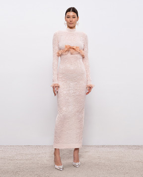 Alessandra Rich Рожева сукня максі з мережива FABX4264P1551
