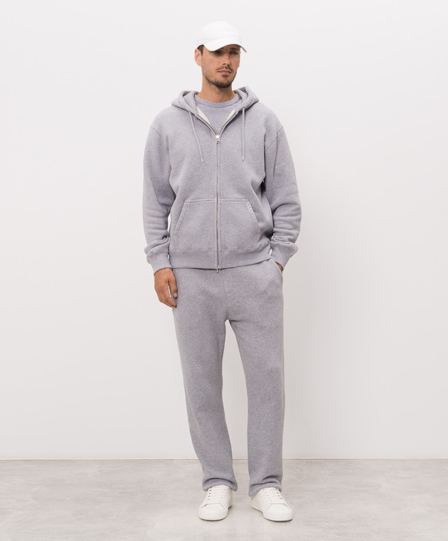 JW Anderson Серая меланжевая футболка с вышивкой монограммы JT0331PG1937 изображение 2