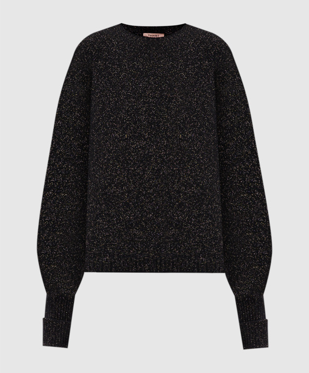 Twinset Черный джемпер с шерстью и кашемиром с люрексом 262TP3512