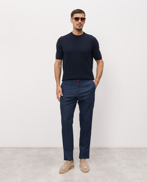 Kiton Синяя футболка с геометрическим узором UMK0934