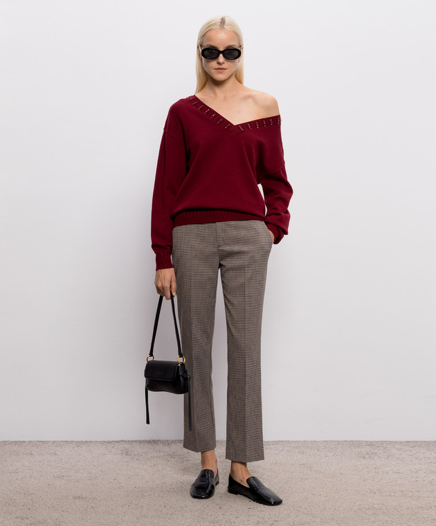 Twinset Бордовый пуловер с кристаллами 262AP3261 изображение 2