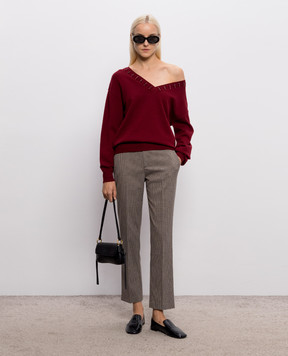 Twinset Бордовый пуловер с кристаллами 262AP3261