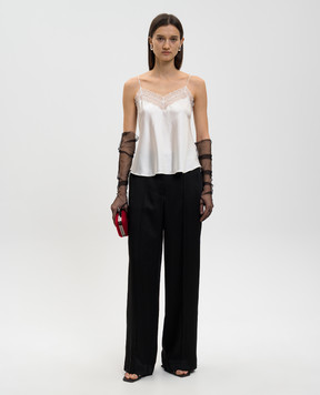 Simkhai Білий топ із шовку з мереживом SI2035A