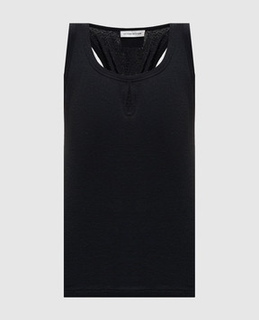 Victoria Beckham Чорний топ з льоном 1226JTP007237A