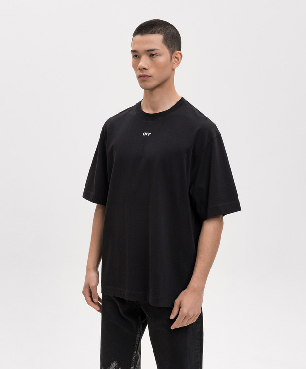 Off-White Чорна футболка з принтом емблеми Chain Arrow 44MAA120S26J004 зображення 3