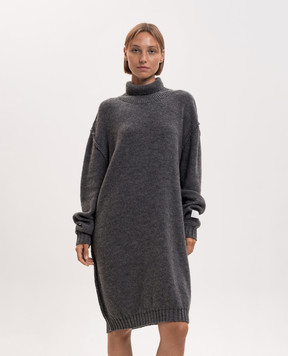 Maison Margiela MM6 Серое платье с шерстью альпаки S52DG0046M13289