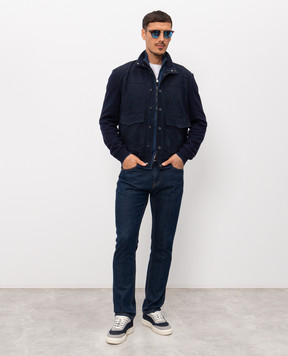 Canali Синий кардиган с хлопком MK02054C1159