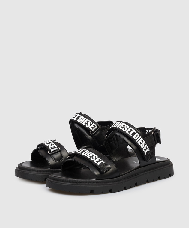 Diesel Дитячі чорні сандалі з принтом логотипа BC1067KF0183640 зображення 2