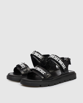 Diesel Дитячі чорні сандалі з принтом логотипа BC1067KF0183640