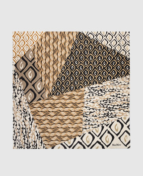 Max Mara Бежевый платок CARRE из шелка в брендовый принт MXACARRE90W1