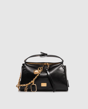 Dolce&Gabbana Чорна шкіряна глянцева смука-міні Vittoria з підвісками BB7889A0070