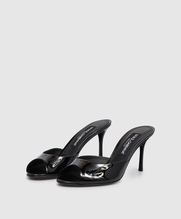 Dolce&Gabbana Черные кожаные лакированные мюли Keira CR2023A1471 изображение 2