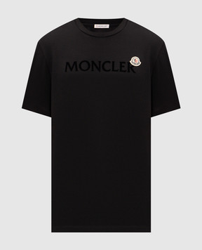 Moncler Чорна футболка з фактурним принтом логотипа L10918C000678390T