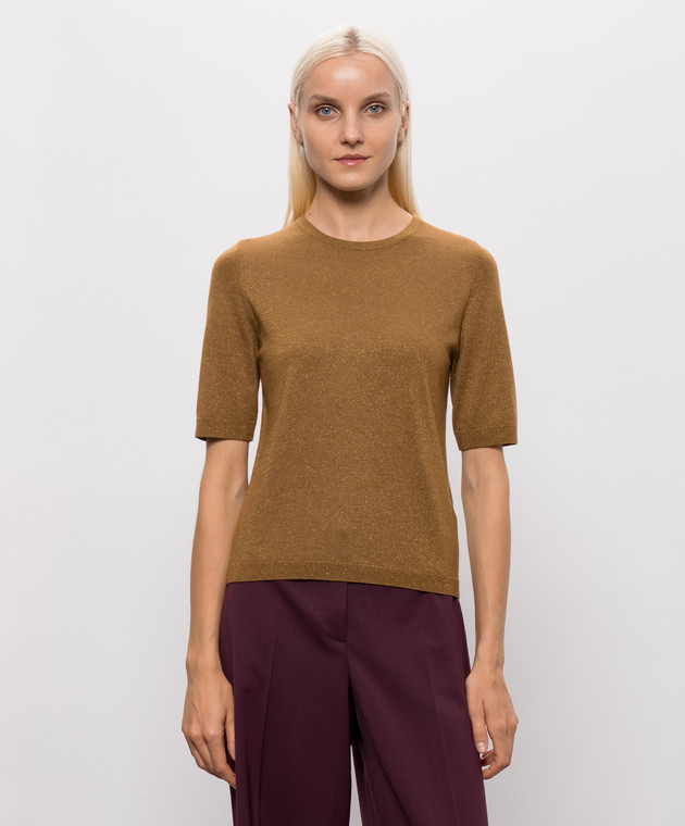 Allude Коричневий топ з вовною з люрексом 26564100 зображення 3