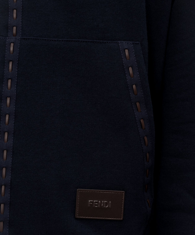 Fendi Синяя спортивная куртка с логотипом патча FY1360AUPB изображение 4