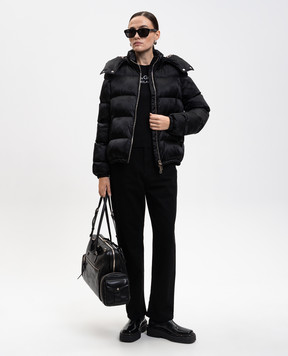 Dolce&Gabbana Чорна стьобана куртка у візерунок DG F9P48TFJSCE