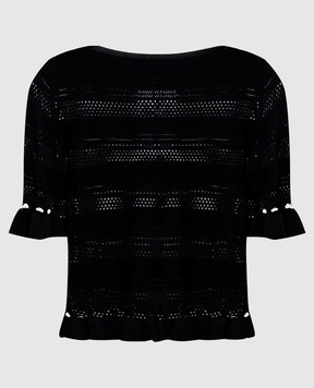 Twinset Чорний ажурний топ з логотипом 261TP3082