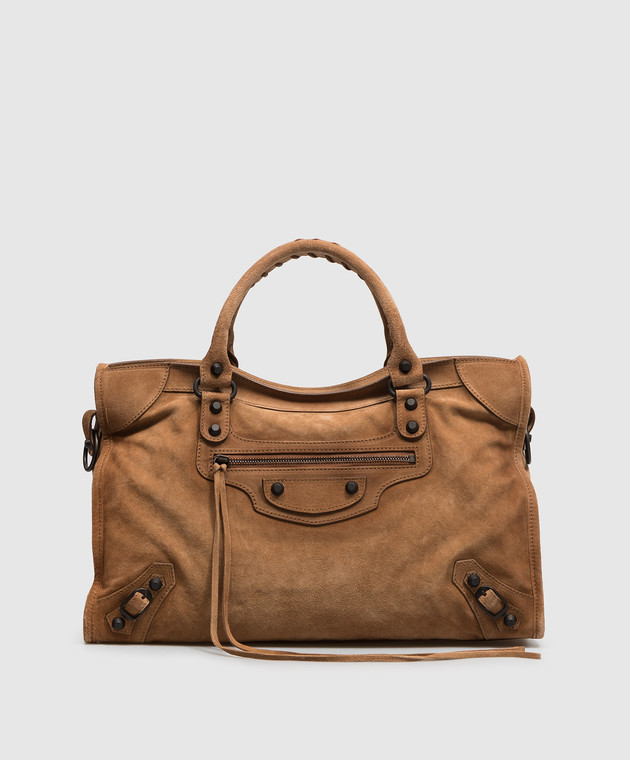 Balenciaga Коричневая замшевая сумка-тоут Le City 8657602ACNH