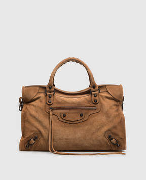 Balenciaga Коричневая замшевая сумка-тоут Le City 8657602ACNH