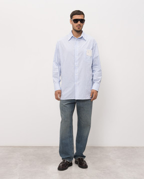 Maison Margiela MM6 Голубая рубашка в полоску SH2DT0048M35874