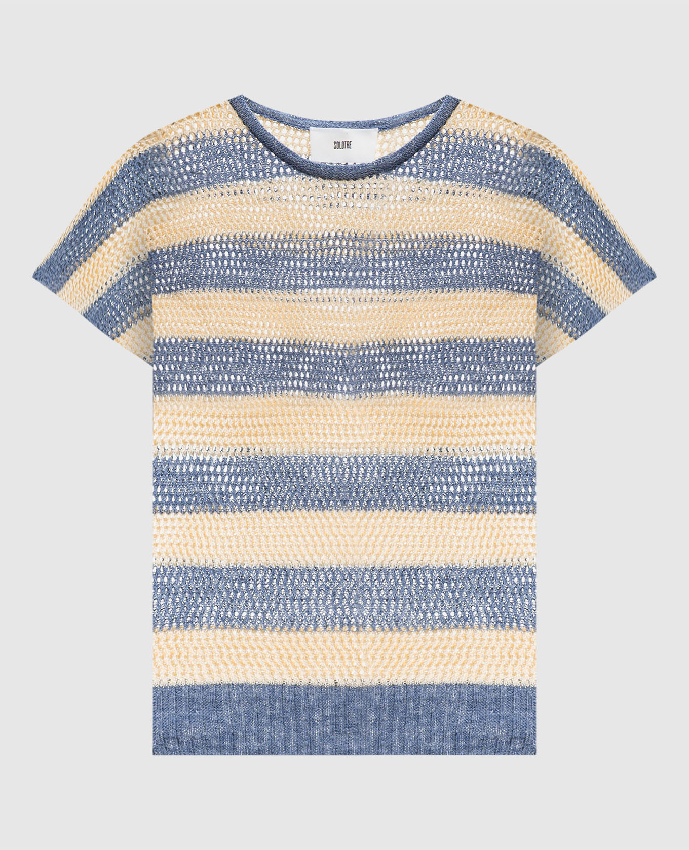 

Ажурный топ с леном в полоску, Синий, Топы