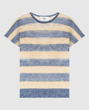 Solotre Ажурный топ с леном в полоску M3AB0021