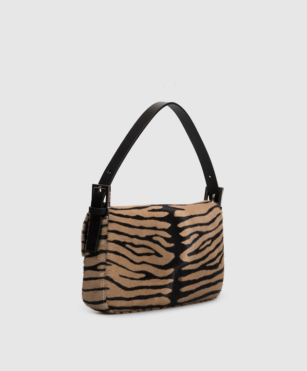Fendi Коричневая сумка из кожи с ворсом в анималистичный принт 8BR850B16B изображение 3