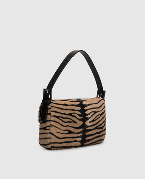 Fendi Коричневая сумка из кожи с ворсом в анималистичный принт 8BR850B16B
