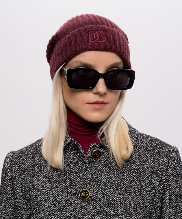 Dolce&Gabbana Бордова шапка з кашеміру FXQ28ZJBW2N зображення 2