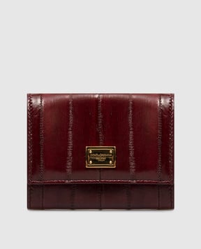 Dolce&Gabbana Бордовый кожаный портмоне с пластиной логотипа BI0770A8B08