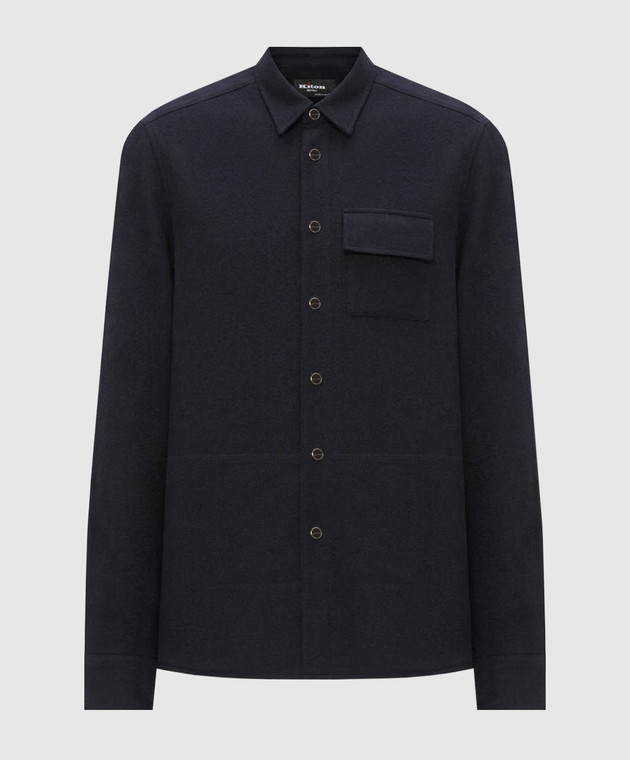 Kiton Синя сорочка з вовни UMCBUBAK0141I