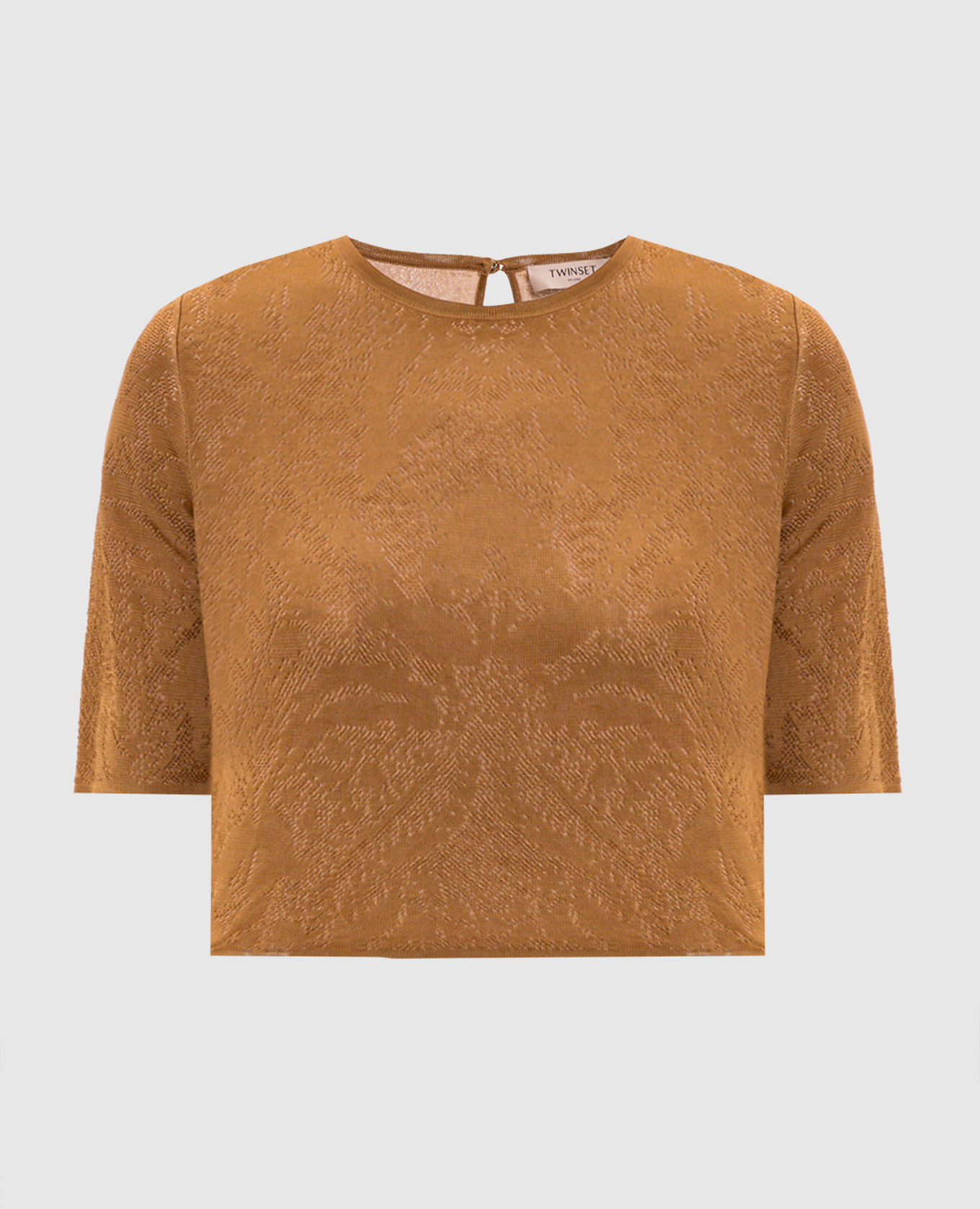 Коричневый топ в тканом узоре